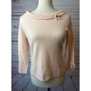 Daniel Bishop 100% Cashmere‎ Sweater size Small Pink Bow Knit Pullover Valentine